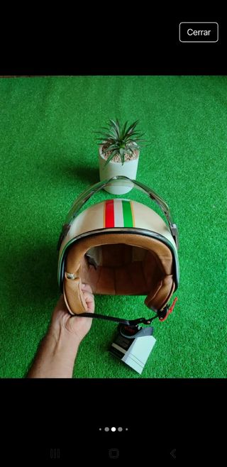 Casco Moto Retro Talla L Tricolor Unisex