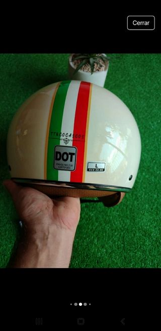 Casco Moto Retro Talla L Tricolor Unisex