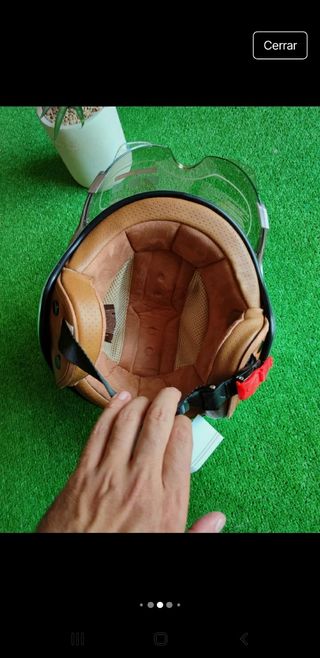 Casco Moto Retro Talla L Tricolor Unisex