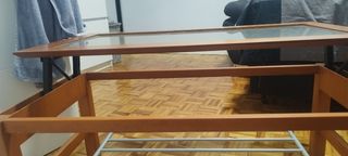 Mesita de sala madera y cristal 
