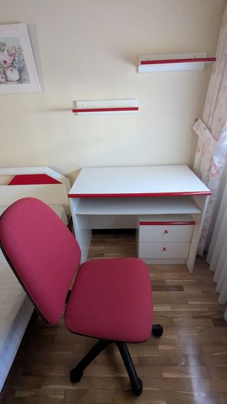 Dormitorio juvenil completo blanco y rojo