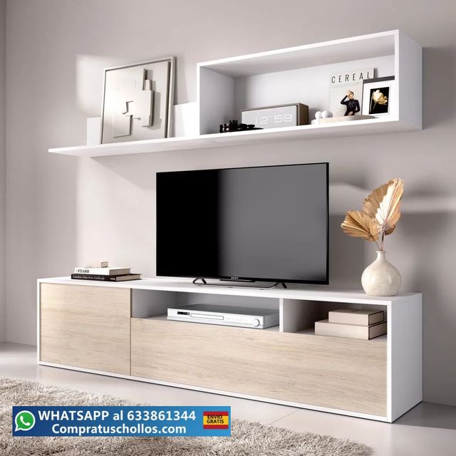 Mueble TV 180cm Blanco y Natural