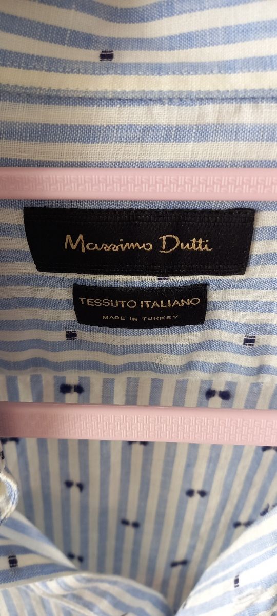 Camisa Massimo Dutti Lino Rayas Azul Talla L