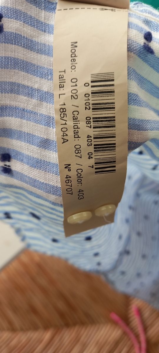 Camisa Massimo Dutti Lino Rayas Azul Talla L