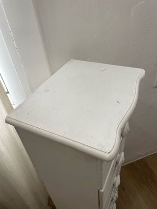 Cómoda blanca 6 cajones estrecha alargada