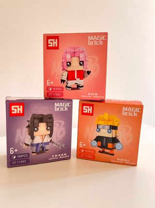 Set 3 Bricks Naruto: Sakura, Sasuke, Naruto Brique