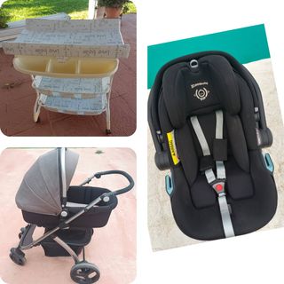 Silla coche + carro bebé + bañera cambiador