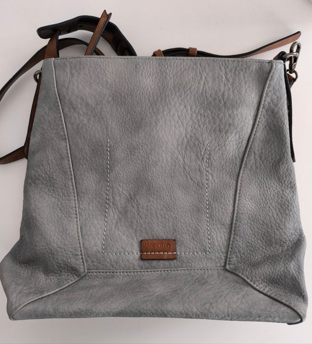 Bolso de piel gris y marrón Volum