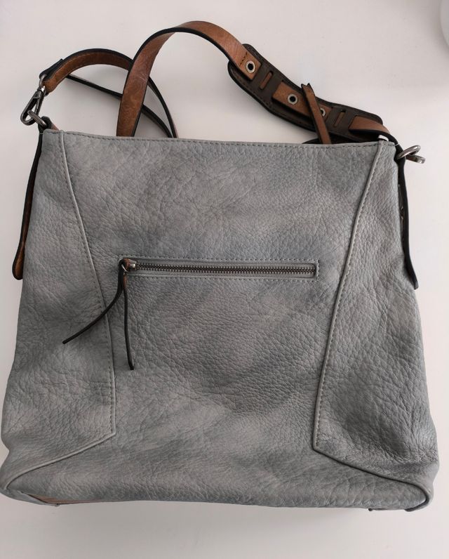 Bolso de piel gris y marrón Volum