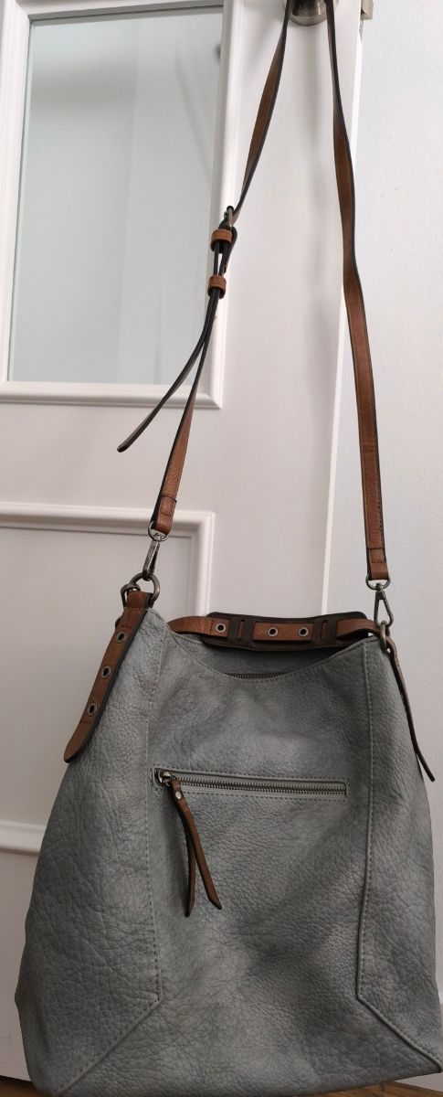 Bolso de piel gris y marrón Volum