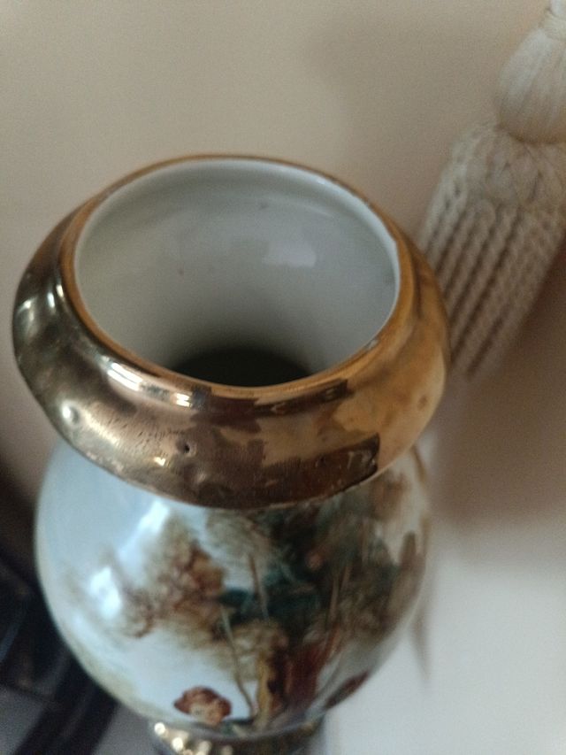 Jarrón Cerámica Decorativo Dorado Multicolor