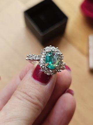 anello argento con zirconia e smeraldo sintetico 