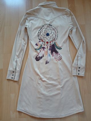 Vestido/Camisa Larga MET Beige con Pedrería