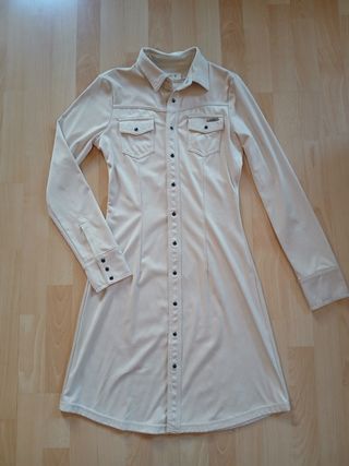 Vestido/Camisa Larga MET Beige con Pedrería