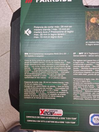 Tijeras Cortarramas Parkside 20V Recargable