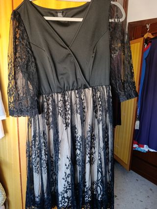 Vestido Negro Encaje Talla XL Emery Rose