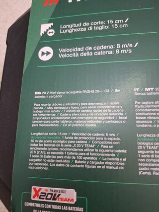 Mini sierra recargable Parkside 20V