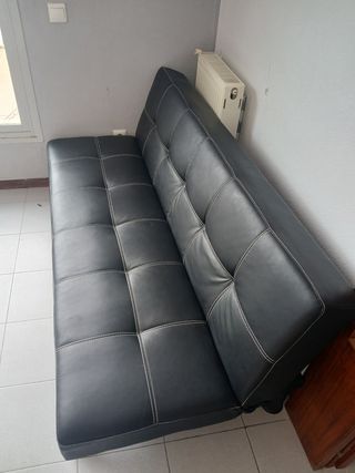 Sofá Cama Piel Sintética Negro