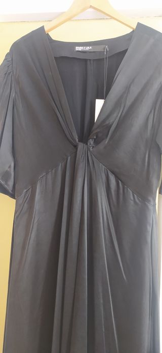 Bimba y Lola Vestido largo satén negro