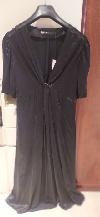 Bimba y Lola Vestido largo satén negro