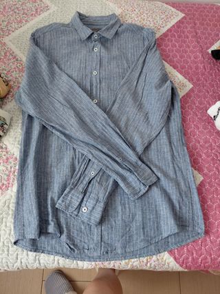 Camisa Primark Rayas Finas Azul Talla M