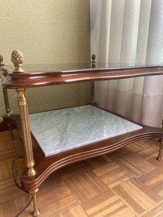 Mesa auxiliar cristal y mármol