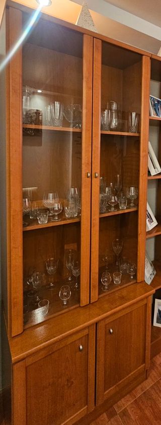 Muebles de salón madera y cristal
