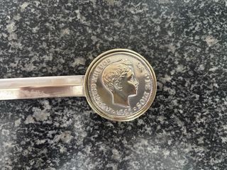 Abrecartas vintage Alfonso XIII moneda