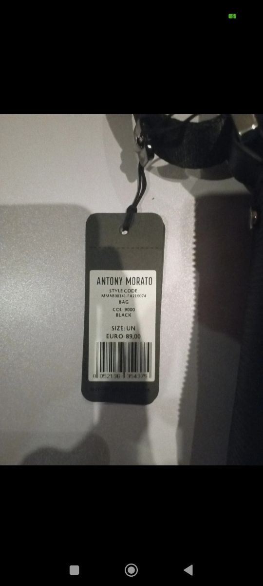 Bolso Antony Morato Negro Nuevo con Etiqueta