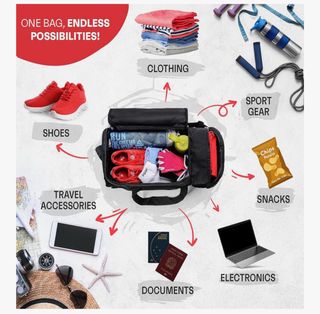 Maletín deportivo negro y rojo