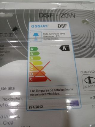 Panel LED Ossun 20W Luz Blanca 1800lm