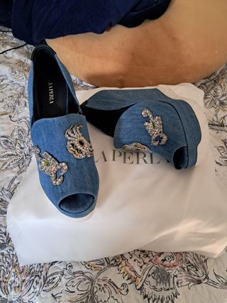 Cuñas La Perla Denim con Pedrería