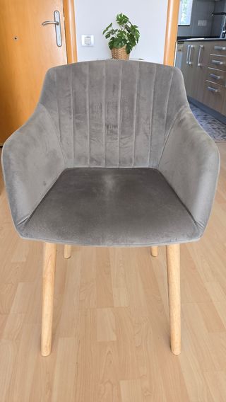 2 Sillones/Sillas de terciopelo y madera