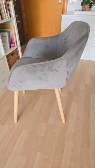 2 Sillones/Sillas de terciopelo y madera