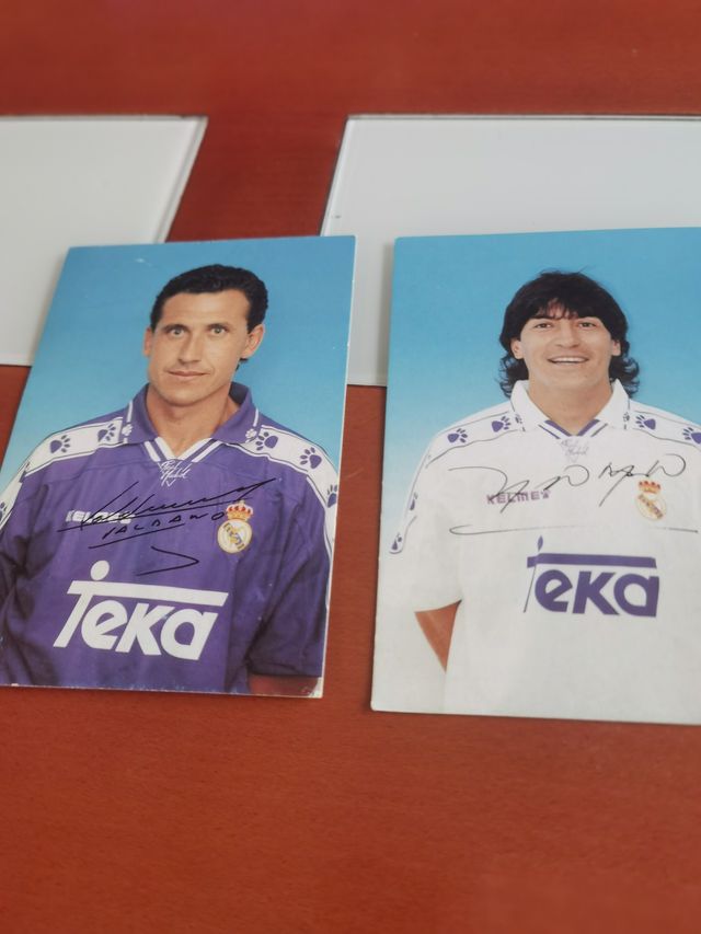 2 Tarjetas Vintage Real Madrid 1990 Firmadas
