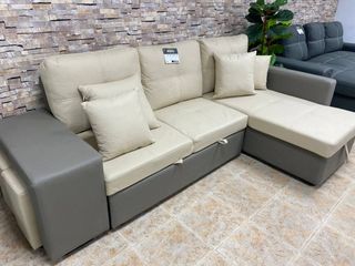 Sofá Cama Chaise Longue + 2 Puffs Nuevo