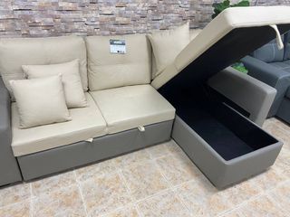 Sofá Cama Chaise Longue + 2 Puffs Nuevo
