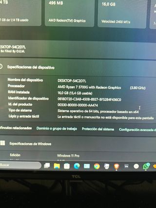 Ordenador AMD Ryzen PC Gaming i7 5700 G with 