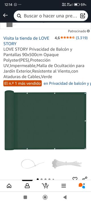 Tela ocultación balcón verde