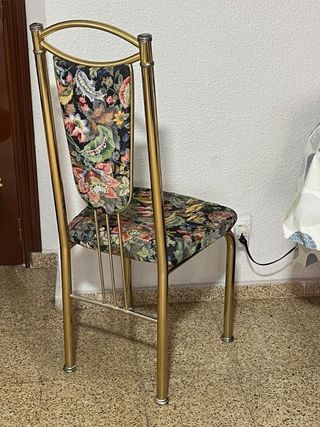 Set 2 Sillas Vintage Tapizadas Metal Dorado