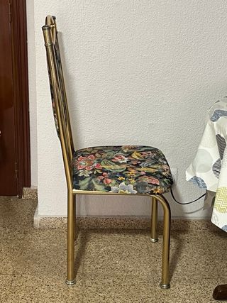 Set 2 Sillas Vintage Tapizadas Metal Dorado