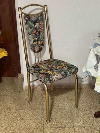Set 2 Sillas Vintage Tapizadas Metal Dorado