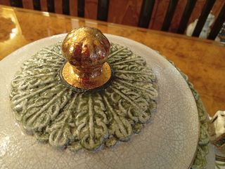 Centro de mesa decorativo cerámica dorado