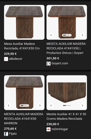 Mesita auxiliar de madera rústica