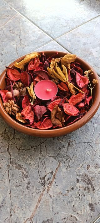 Centro de decoración con vela