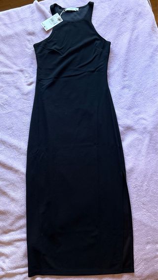 Vestido Mango Negro con Abertura