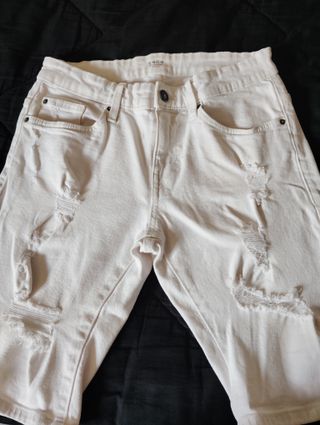  Pantalón Vaquero Blanco Roto Talla 28
