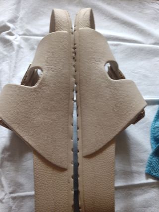 Ciabatte donna con fibbie strass beige oro belle