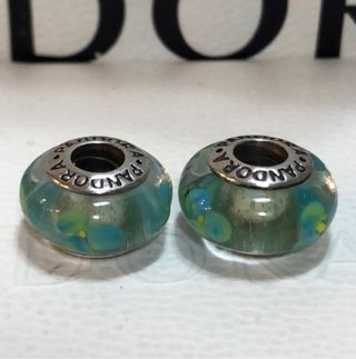 Ciondolo Pandora Vetro Murano Blu e Verde