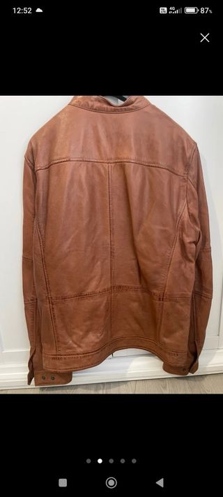 Cazadora Piel Hombre Marrón XXL